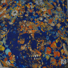 Load image into Gallery viewer, Pocket-square Skullflowers in Blues and Yellows by Paul Ryan Trani