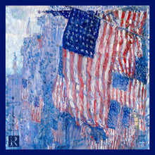 Load image into Gallery viewer, Pocket Square - NYC 5th Ave American Flags in the Rain 1917 Pocket Square