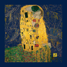 Load image into Gallery viewer, Pocket Square - Anniversary - Italian Silk Scarf - The Kiss - Gustav Klimt - Love Handkerchief