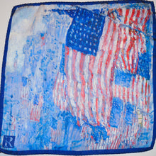 Load image into Gallery viewer, Pocket Square - NYC 5th Ave American Flags in the Rain 1917 Pocket Square