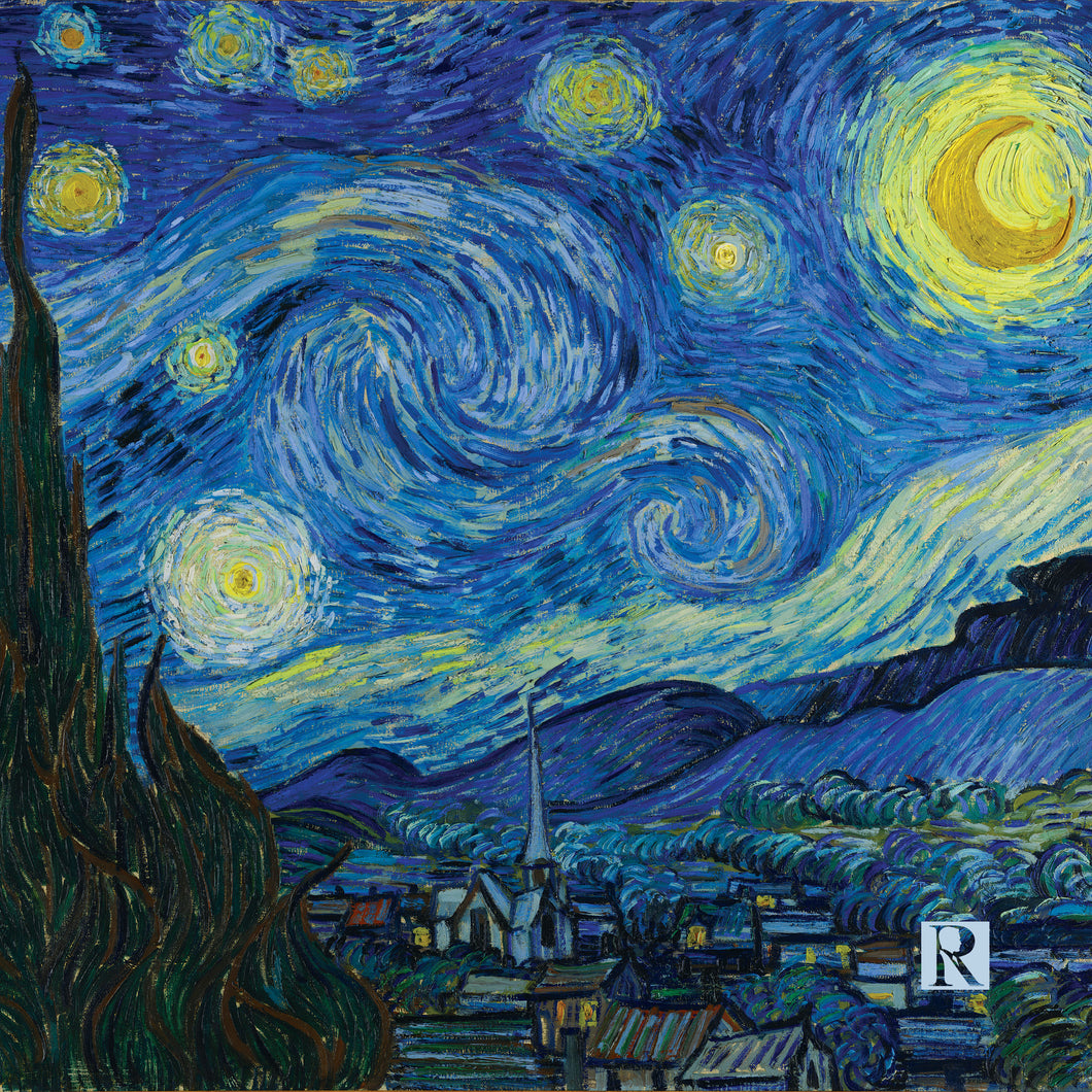 Pocket-square Starry Night - Derivation of Painting by Van Gogh