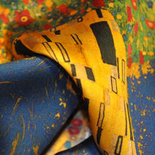 Load image into Gallery viewer, Pocket Square - Anniversary - Italian Silk Scarf - The Kiss - Gustav Klimt - Love Handkerchief
