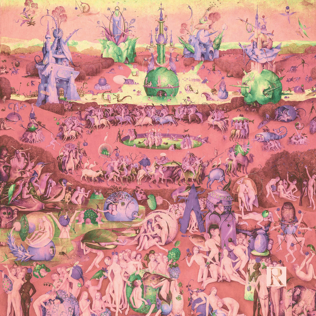Pocket Square - Bosch - Garden of Earthly Delights in Pinks
