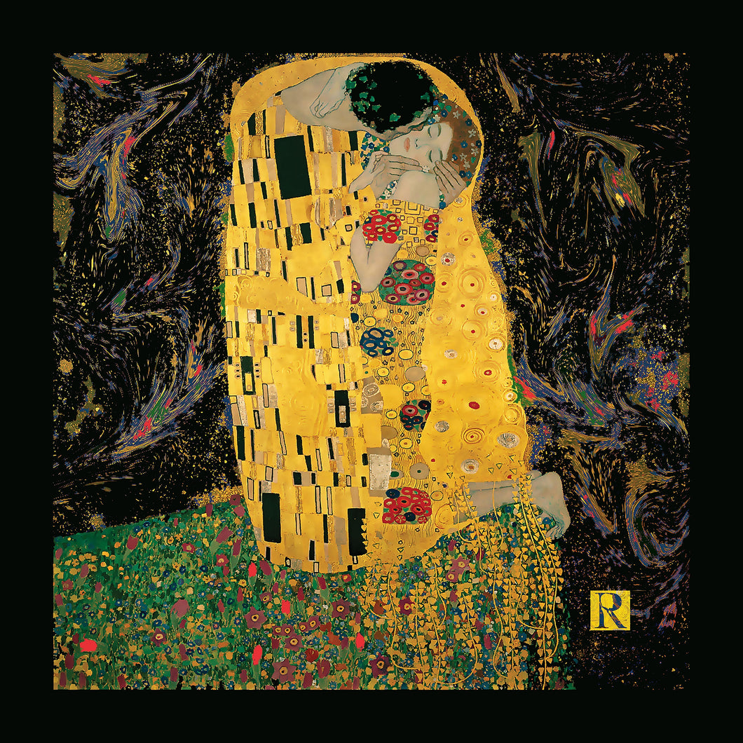 Pocket Square - Anniversary - Italian Silk Scarf - The Kiss - Gustav Klimt - Love Handkerchief