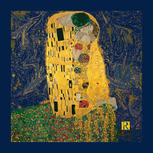 Load image into Gallery viewer, Pocket Square - Anniversary - Italian Silk Scarf - The Kiss - Gustav Klimt - Love Handkerchief
