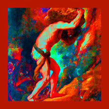 Load image into Gallery viewer, Pocket Square - Silk Scarf - Italian Silk - Titian&#39;s Sysyphus - Work Anniversary Handkerchief
